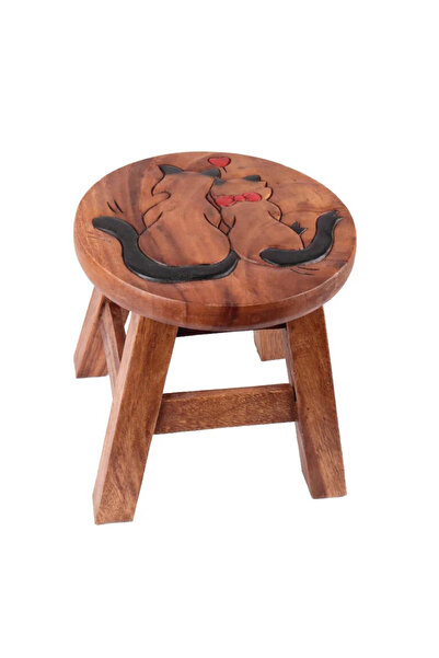 Five Store Scaunel din lemn pentru copii, sculptat si pictat manual, Pisicute...