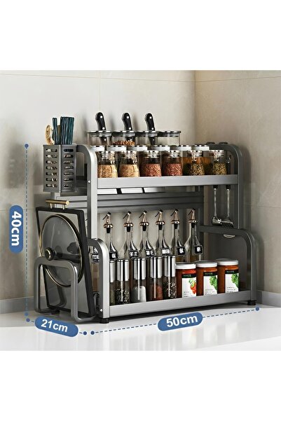 M SMART 2-Tier Metal Spice Organizer Rack, Storage Shelf with Built- Kitchen ...