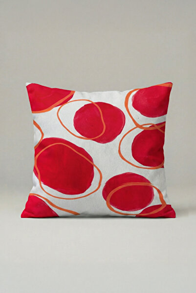 viki concept Μοντέρνος Κόκκινος Κύκλος Με σχέδιο Θήκη διακοσμητικού μαξιλαριο...