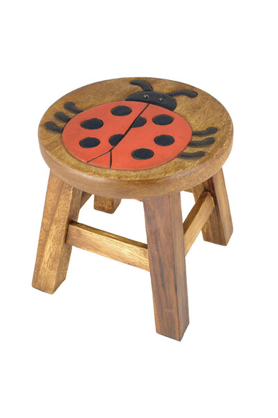 Five Store Wooden children's chair, hand-carved and painted, Ladybug, 25 x 25...
