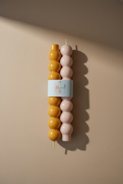 ARİENEL Şamdan Mumu | Cosmos | 25 cm | Sun & Sand | 2'li Set | Unique | Çok R...