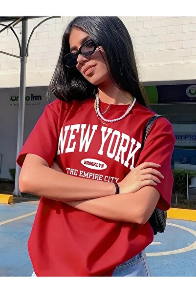 mercoledi New York Empire Printed Unisex Oversize Comfortable Basic T-Shirt