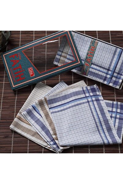 GÖZDE TEKSTİL Kutulu Kumaş Cep Mendili 40x40 cm – 12 Adet (1 Düzine)-Fatih