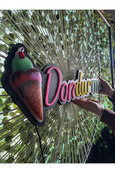 Neonite 'DONDURMA' Işıklı ve UV Baskılı Neonled ve Leon Dekoratif Duvar Yazıs...