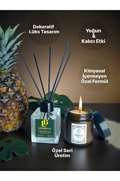 LiorBella | Tropikal Esintili Mum + Bambu Oda Kokusu Seti| 100cc