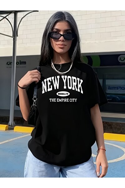 mercoledi New York Empire Printed Unisex Oversize Comfortable Basic T-Shirt