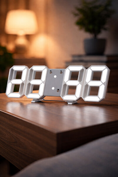 İdeen Welt Modern 3D LED Saat - Dijital Saat -Led Masa Saati-Dijital Duvar Sa...