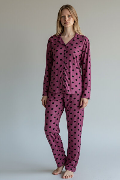 BİLGENS BUTİK Women's Seasonal Button-Front Pajama Set