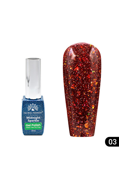 global fashion Midnight sparkle semi-permanent nail polish 8 ml, 03