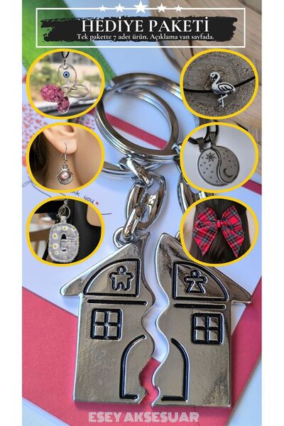Esey Dizayn Ev Anahtarlık ve Seti 7 Adet Ürün - Sevgili Evli Nişanlı Çiftlere...