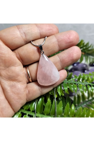 Singincraft قلادة من حجر الكوارتز الوردي الطبيعي - 5 - (منتجات مصممة يدويًا)