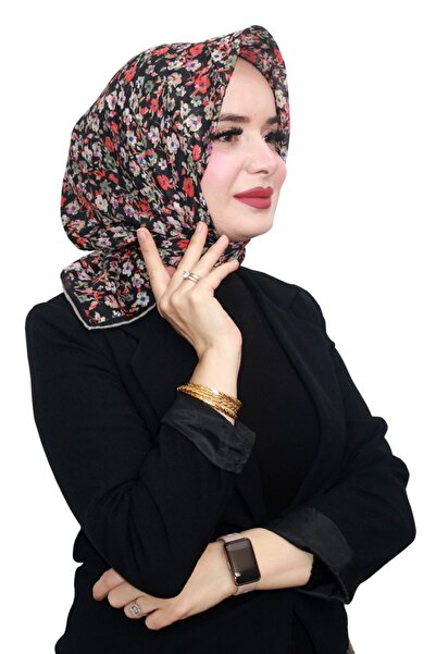 locella Cotton Soft Scarf Hand-Sewn Crispy Flower Pattern