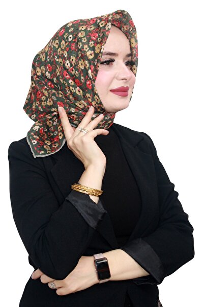 locella Cotton Soft Scarf Hand-Sewn Crispy Flower Pattern