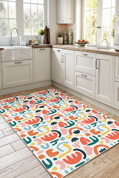 Home Canlı Renkli Soyut Desenli Modern Tarz Dekoratif Mutfak Halısı