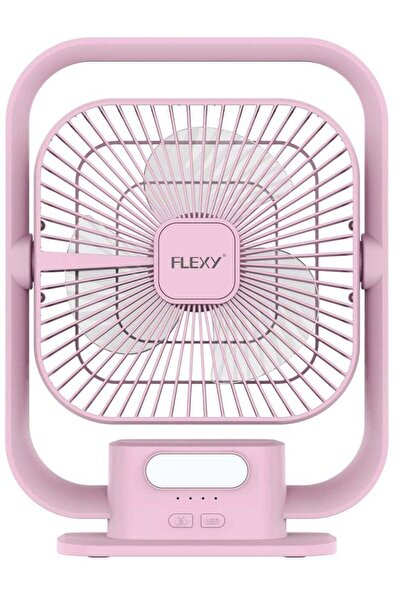 flexy مروحة مكتبية قابلة لإعادة الشحن ® – مروحة محمولة 8 بوصة مزودة بإضاءة LE...