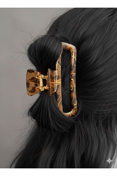 LUXENYA DESİGN Women's Flat Hair Clip with Gold Detail, Large Size Hair Clip ...