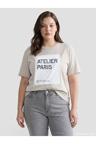 LC Waikiki Rmz Gi̇yi̇m Farkiyla Paris Printed Loose Fit Women's T-Shirt