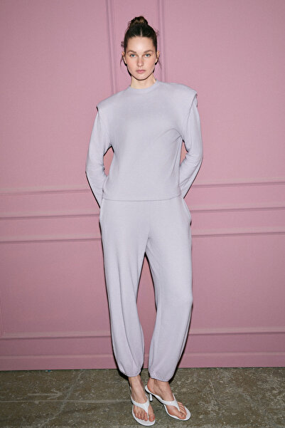 GRIMELANGE Iseas Women's Soft and Flexible Fabric Elastic-Cuffed Lilac Sweatp...