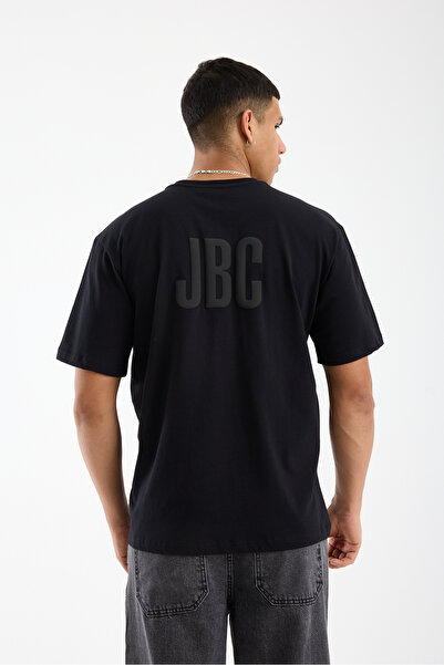 JBC Puffy Velvet Print Men's White Oversize Thick Tok Fabric Crew Neck T-Shirt