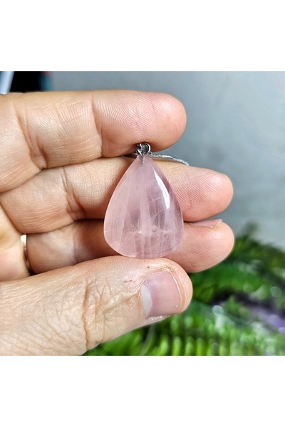 Singincraft Pink Quartz Natural Stone Necklace - 7 - (Handmade Design Products)