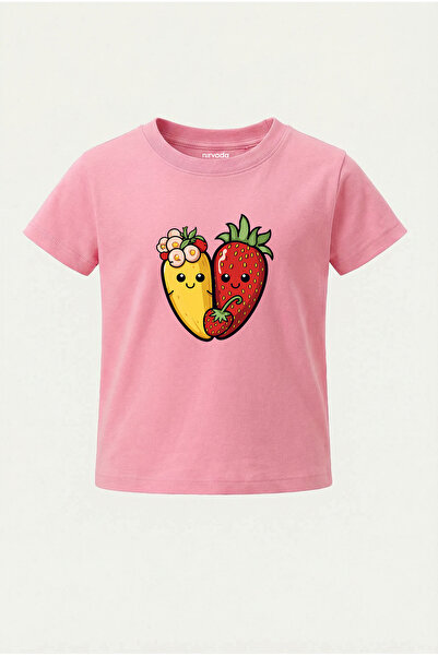 nirvoda Children's T-Shirt Strawberry Banana Duo Printed Kids Tshirt
