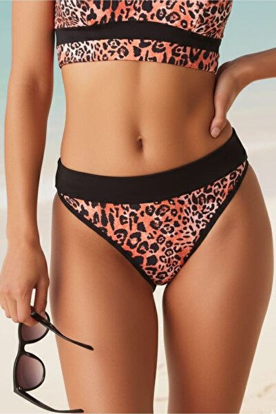 No Gossip Kadın Leopar Desenli Siyah Bant Detaylı Bikini Altı - Plaj Modası M...