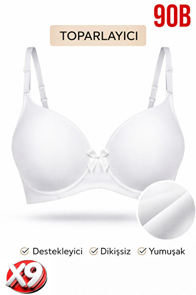 PRUSA İÇ GİYİM Women's Padded (Supported) Underwire Gathering White Bra X9 (9...