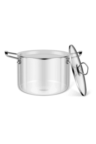 OEM Heat-Resistant Glass Pot, 3.5L, Diameter 20 cm, Stainless Steel Handles