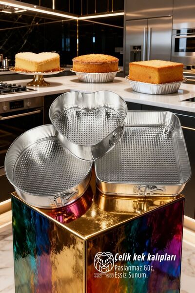 Transformacion Isla Moretti Series 3-Piece Stainless Steel Cake Mold Set with...
