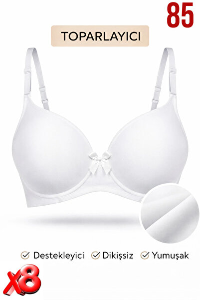 PRUSA İÇ GİYİM Women's Padded (Supported) Underwire Gathering White Bra X8 (8...