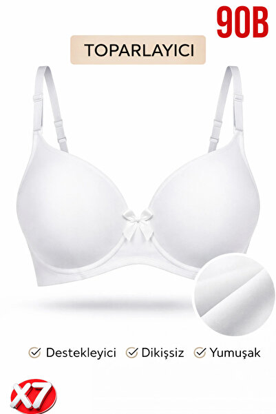 PRUSA İÇ GİYİM Women's Padded (Supported) Underwire Gathering White Bra X7 (7...