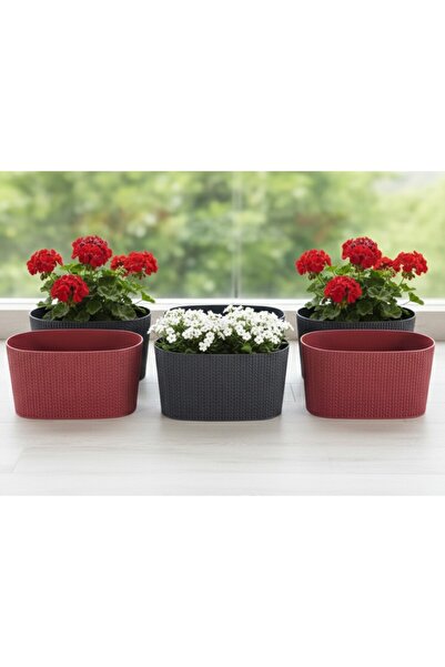 Ar Armese 6 Adet Dekoratif Plastik Çiçek Saksı Seti 29 cm 4,7 Litre Balkon ve...
