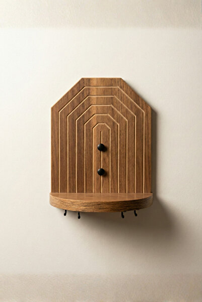 UMN DECOR Geometrik Formlu Dekoratif Anahtar Askısı ve Mini Duvar Rafı İskand...