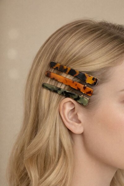 LUXENYA DESİGN Women's 3-Piece Marble Leopard Pattern Snap Bone Hair Clip Set...