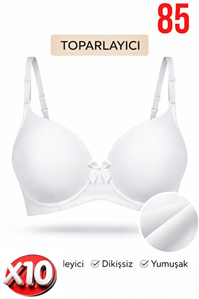 PRUSA İÇ GİYİM Women's Padded (Supported) Underwire Gathering White Bra X10 (...