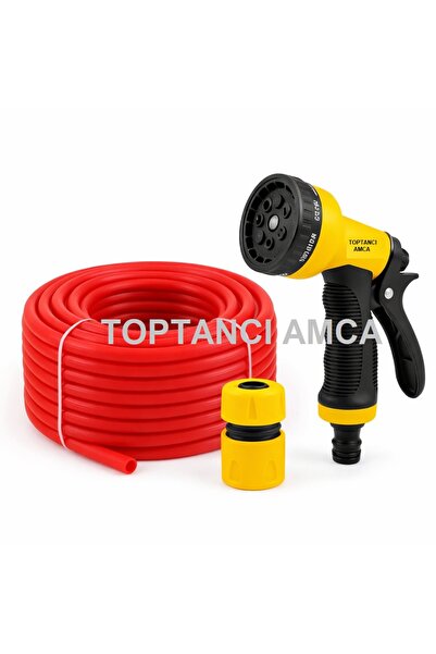 Toptancı Amca Silikonlu Esnek Balkon Bahçe Hortumu Ayarlı Fıskiye Tabancalı S...