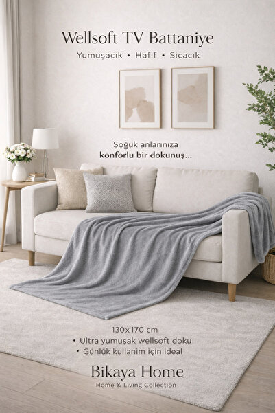 Bikaya Home Wellsoft 130x170 см Телевізійний плед | М'яка текстура | Легкий і...