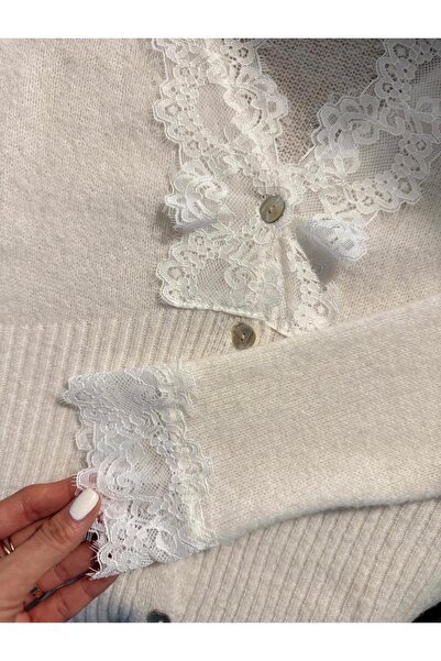 eyatelier Madam dantel detaylı düğmeli hırka