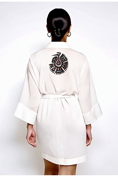 Kidilia Ethnic Colorful Bird Illustrated Muslin Kimono