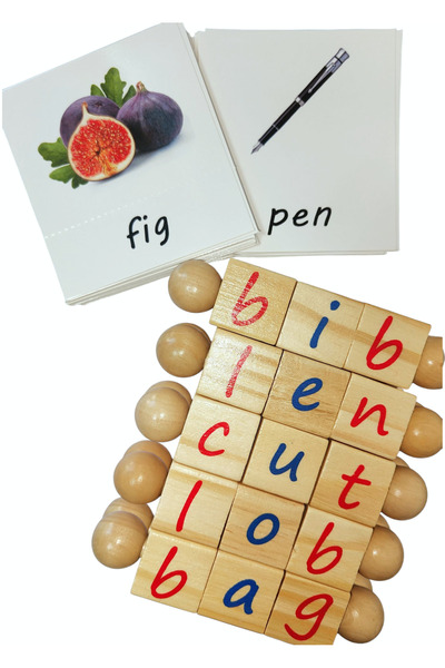 OEM Set de 5 cuburi rotative, alfabet cu ilustrații în limba engleză