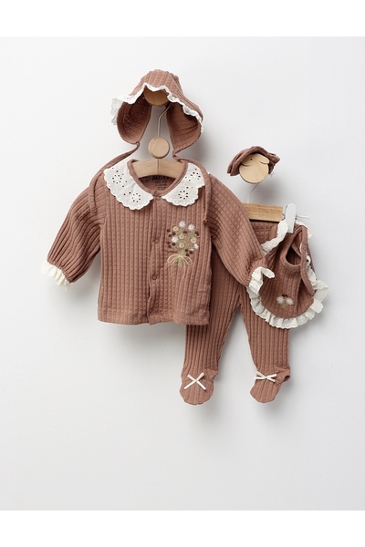 MiniKids 5-piece suit, Mady, brown 62 (0-3 months)