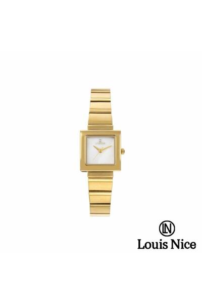 Louis Nice ساعة نسائية لويس نايس ستيل ذهبي