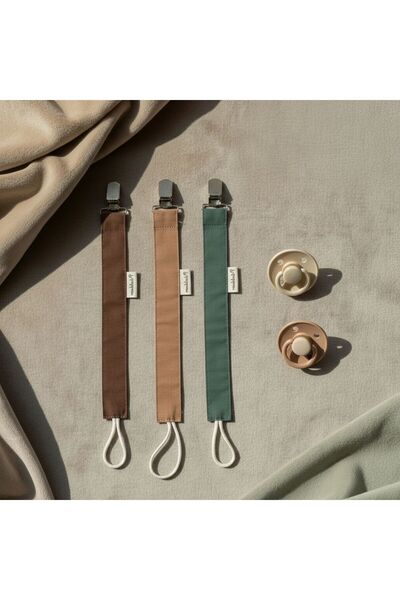 MundoLindo 3’lü Emzik Askısı Seti %100 Pamuk –Emzik Zinciri- Klipsli Bebek Em...