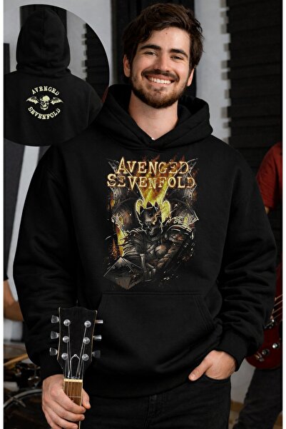 Fuddy Moda Unisex φούτερ με κουκούλα με στάμπα Avenged Sevenfold, Oversize φο...