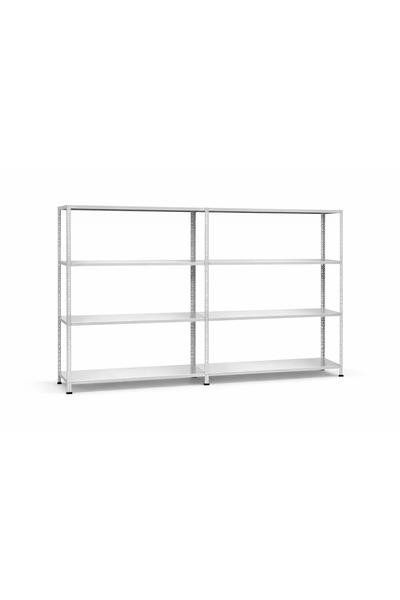 Raffar Galvaniz 4 Katlı 2Li Birleşik Arşiv Raf Sistemi - Çelik Raf - Metal Ra...