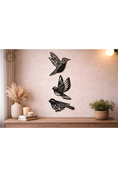 LazerON 3’lü Kuş Duvar Dekoru – 5mm MDF