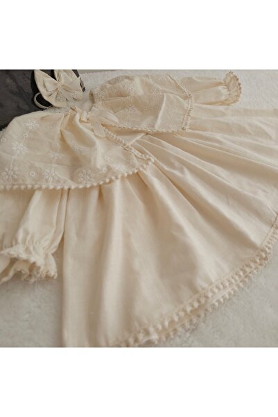 Elwirababyboutiqe fisto pelerin yaka krem elbise