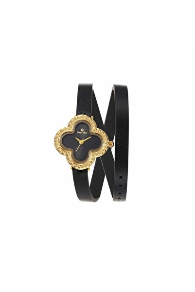 Louis Nice ساعة نسائية لويس نايس جلد اسود