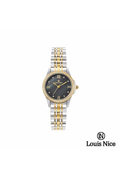 Louis Nice ساعة نسائية لويس نايس ستيل فضي و ذهبي