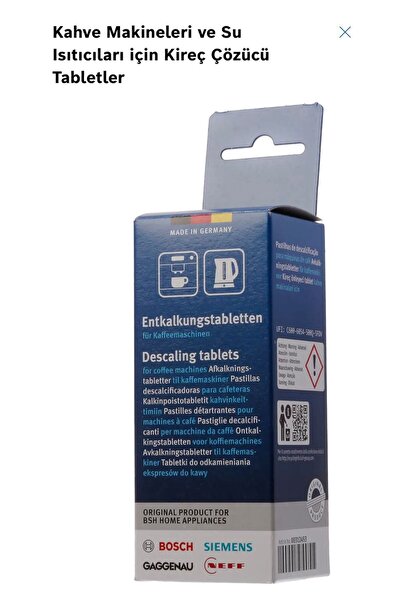 KAHVE MAKİNASI VE SU ISITICI KİREÇ ÇÖZÜCÜ TABLETLER